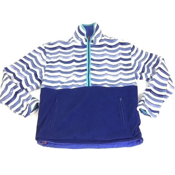 Chubbies Mens Sz M Reversible Fleece Windbreaker Pullover Blue Striped Nylon - Picture 7 of 10